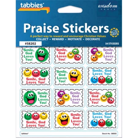 Easy-To-Organize Smiley with Praise Chart Stickers, 54PK EA3321493